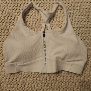 White Zip Front Sports Bra